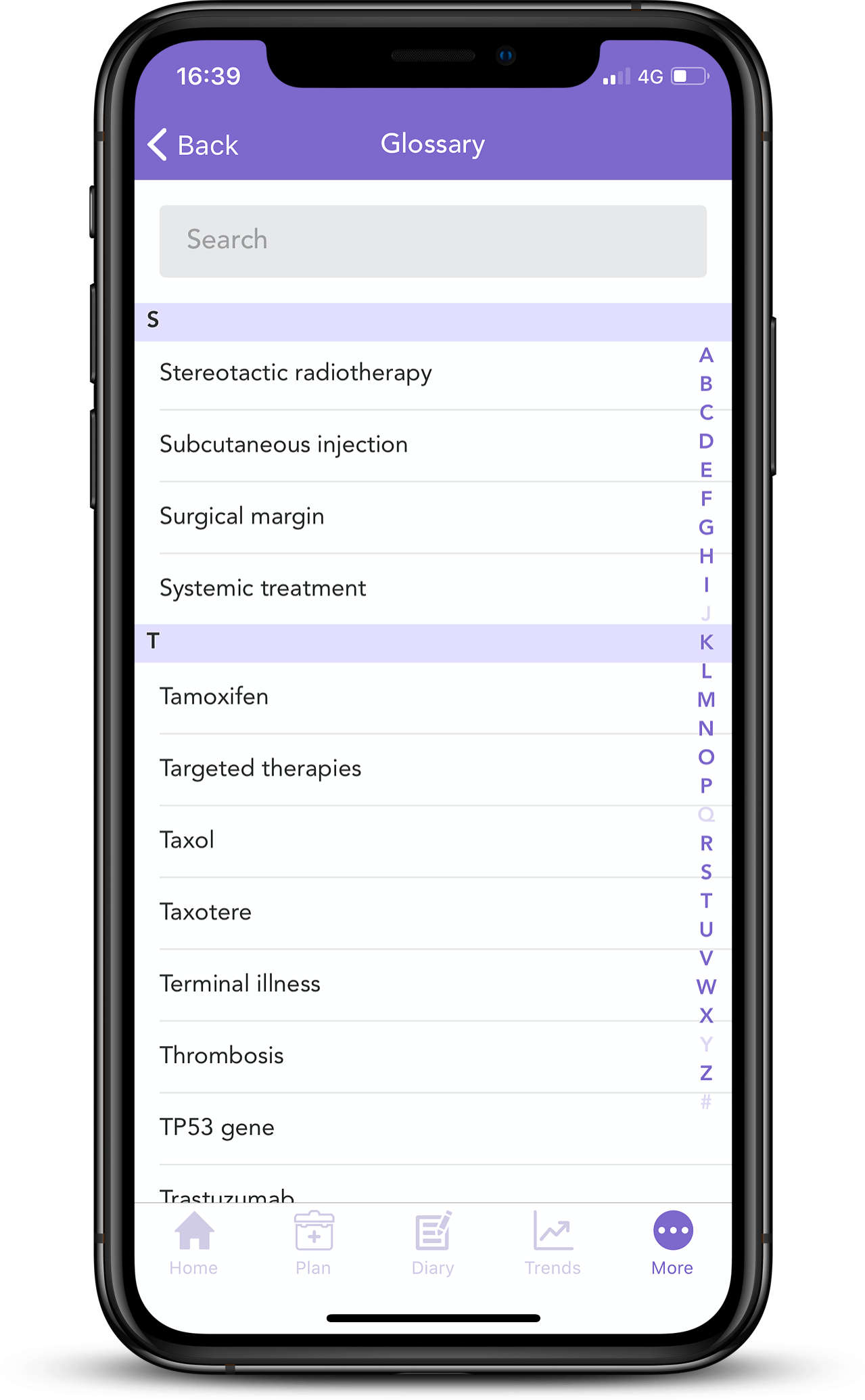 Use the glossary app to search monoclonal antibodies